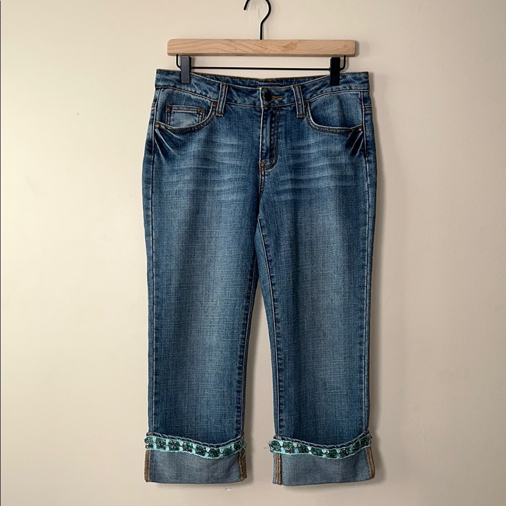Apt 9 Sequin Embroidered Cuffed Cropped Women’s Jeans Size 8
